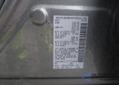 2020 Nissan Rogue Sl Intelligent Awd из США, поврежденный, VIN 5N1AT2MV3LC777543